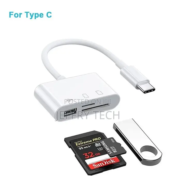 3 in 1 Type C/Lightning/Mirco to SD/TF Memory Card Reader, T