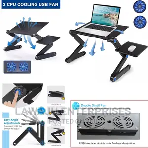 Double Fan Adjustable Laptop Stand With Mouse Pad