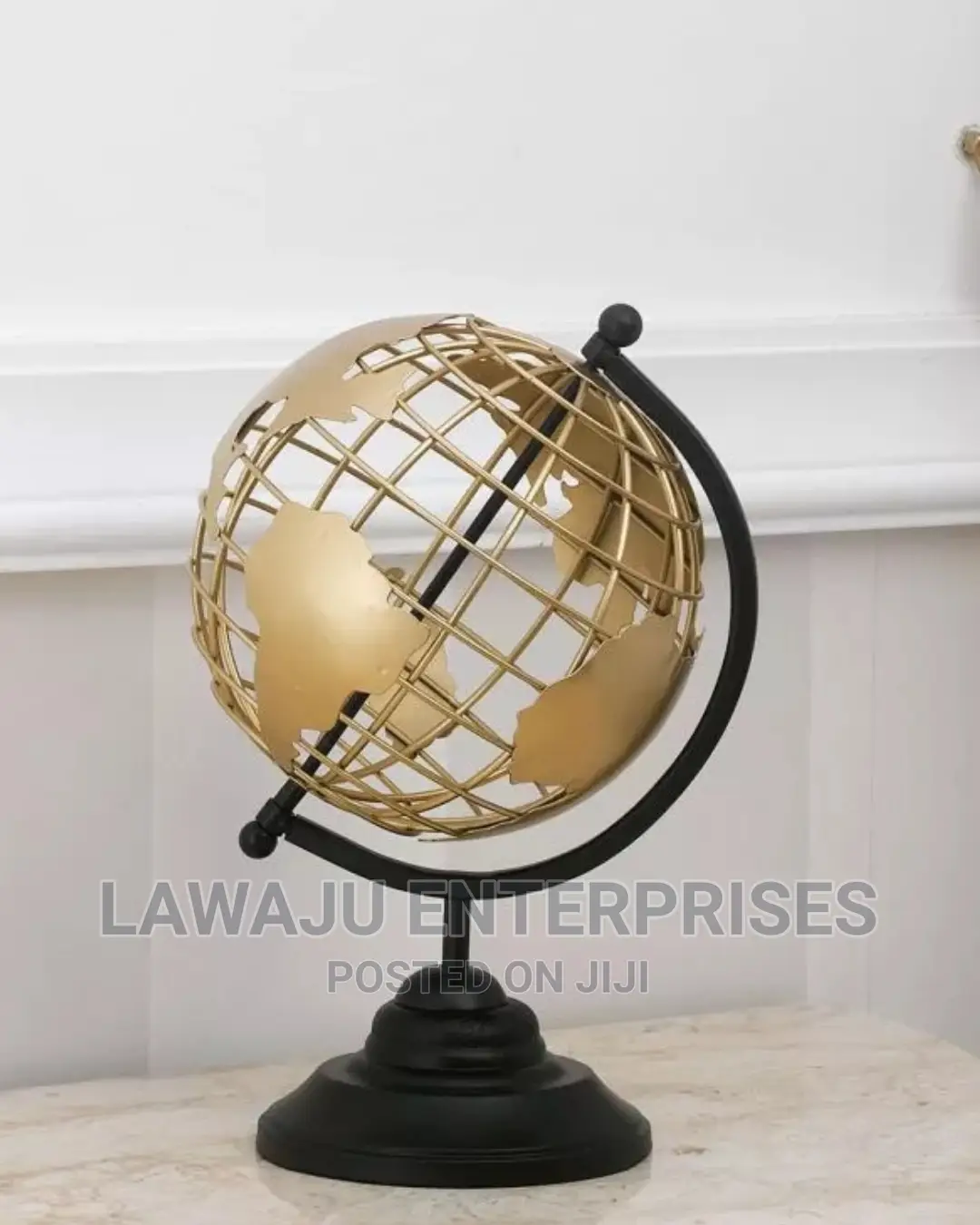 World Map Armando Gold Perforated Table Globe With Base