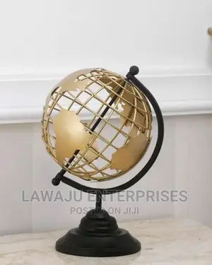 World Map Armando Gold Perforated Table Globe With Base
