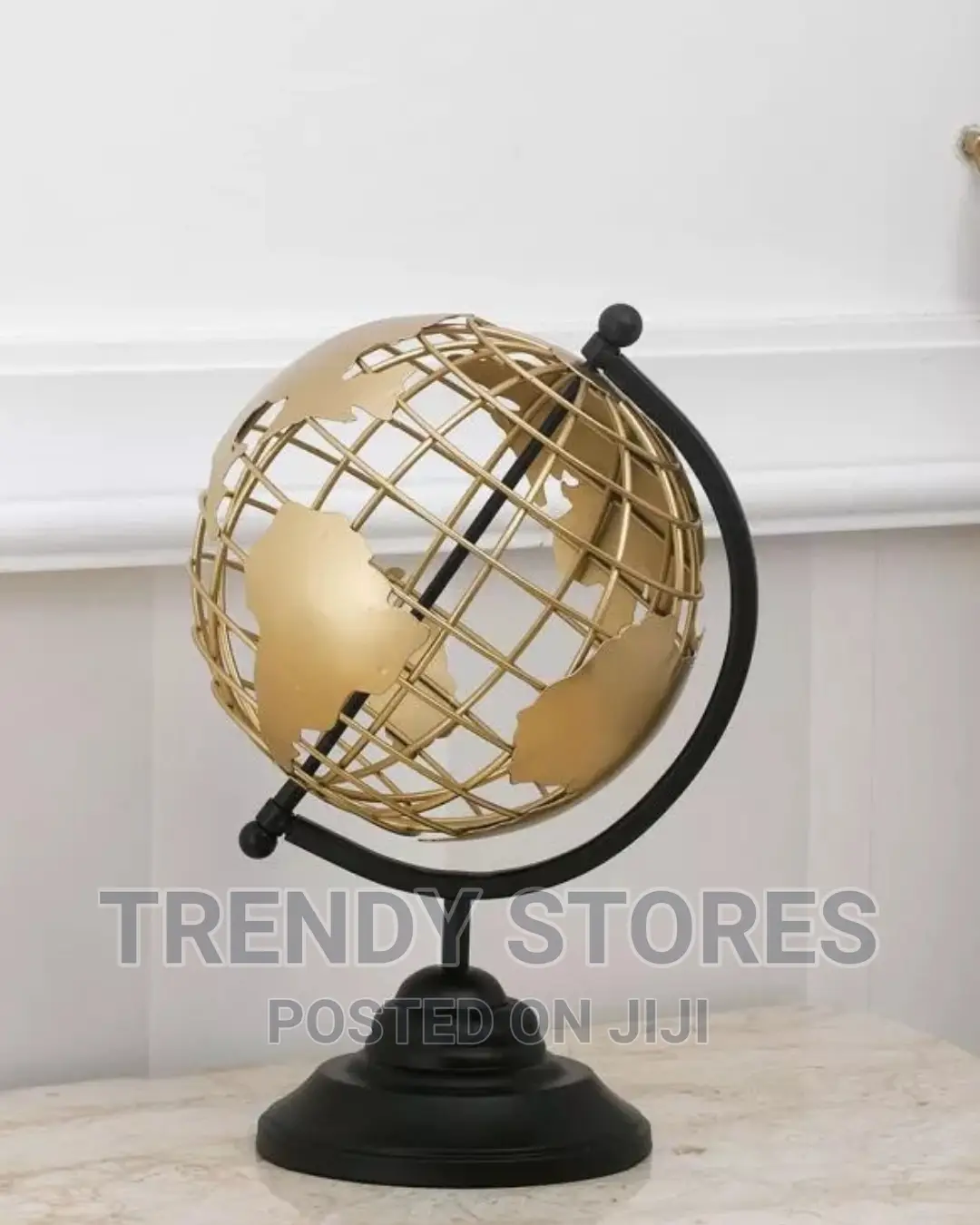 World Map Armando Gold Perforated Table Globe With Base