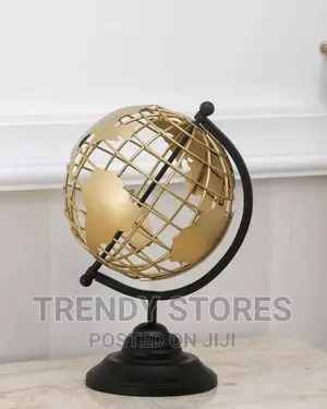 World Map Armando Gold Perforated Table Globe With Base