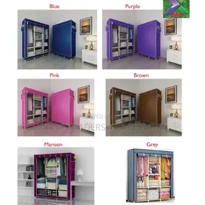 Mettalic Portable Cloth Wardrobe 3 Column