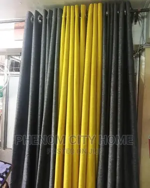 Grey and Yellow Theme Curtains