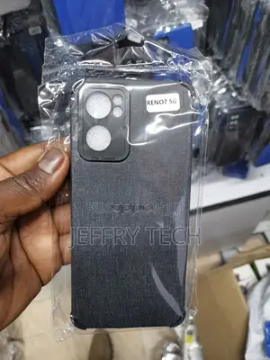 Oppo Reno 7 5G Cover Black Jeans Fabric Texture Leather So