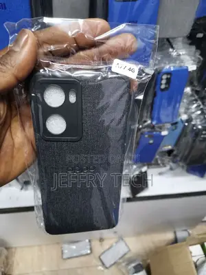Oppo A77 Cover Black Jeans Fabric Texture Leather So