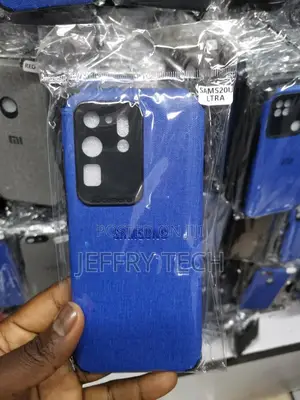 Samsung S20 Ultra Cover - Blue - Luxury Fabric Jeans Texture