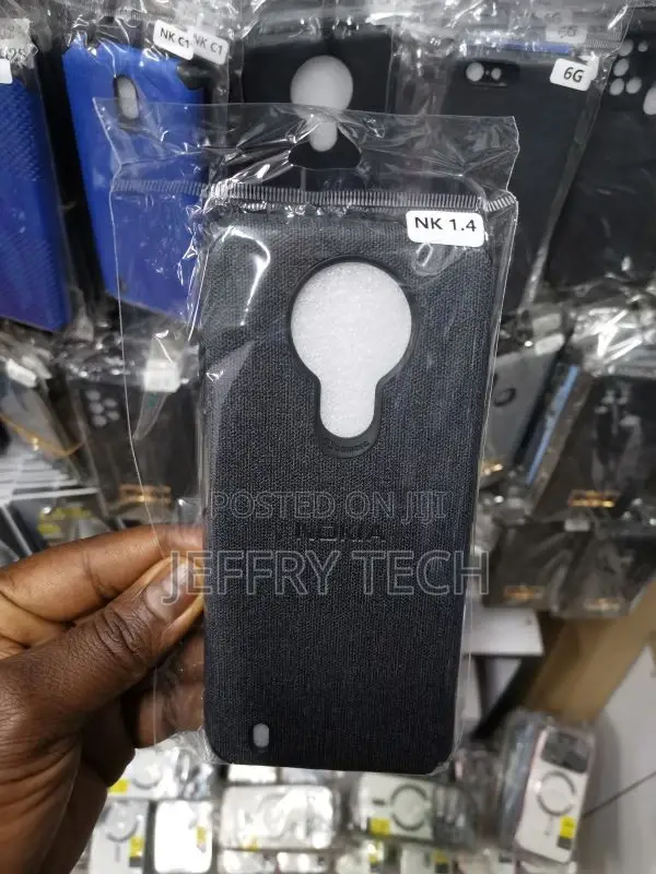 Nokia 1.4 Black Fabric Jeans Texture Camera Protection Case