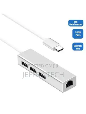 USB 3.1 Type C to 3 Ports USB 2.0 Hub With Ethernet Network