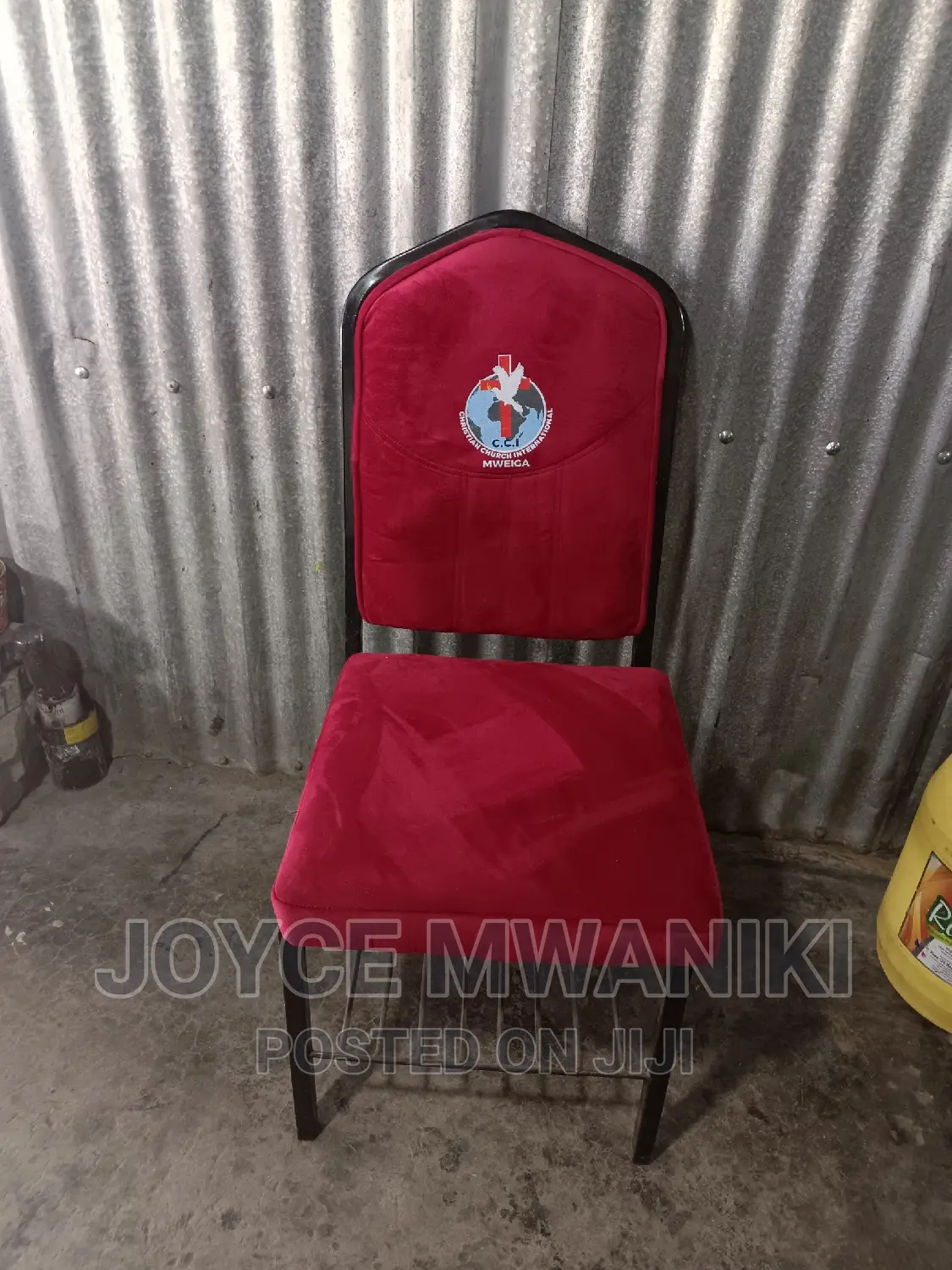 Church Chair With Logo Red Marron.