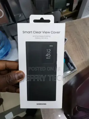 Smart View Mirror Flip Case for Samsung Galaxy S22 Ultra BLK