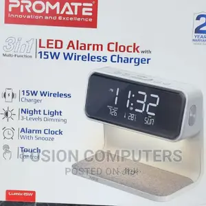 Promate Digital Multi-Function LED Alarm Clock 15W Charger