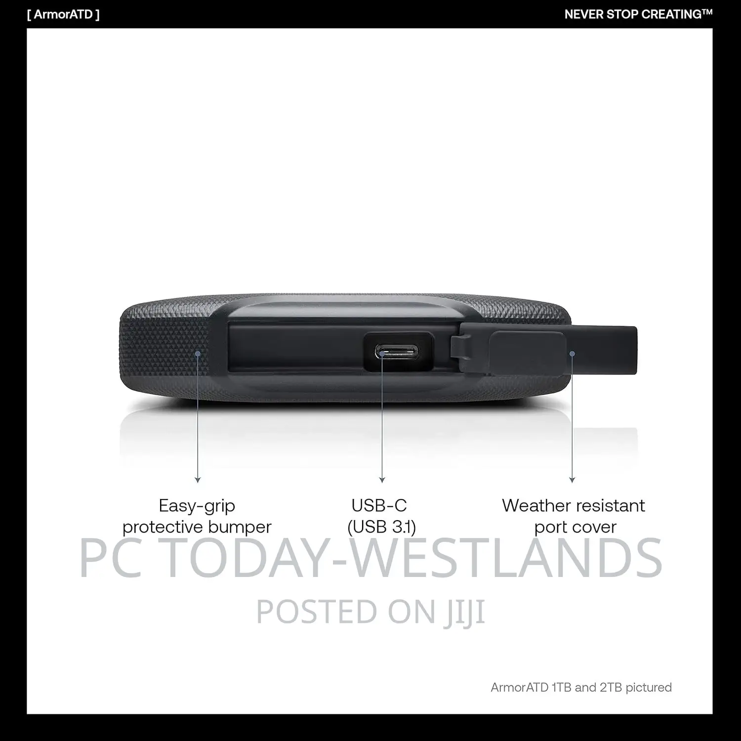 G-Technology 2TB Armoratd All-Terrain Rugged Portable 140mbp