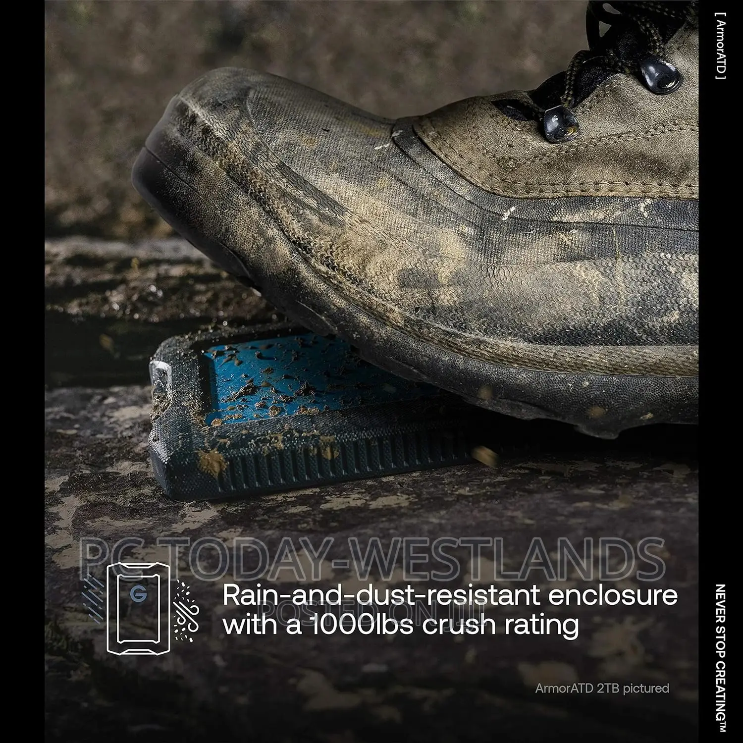 G-Technology 2TB Armoratd All-Terrain Rugged Portable 140mbp