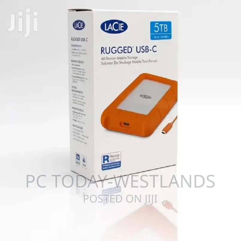 Lacie 5tb Rugged Usb 3.1 Gen 1 Type-C External Hard Drive