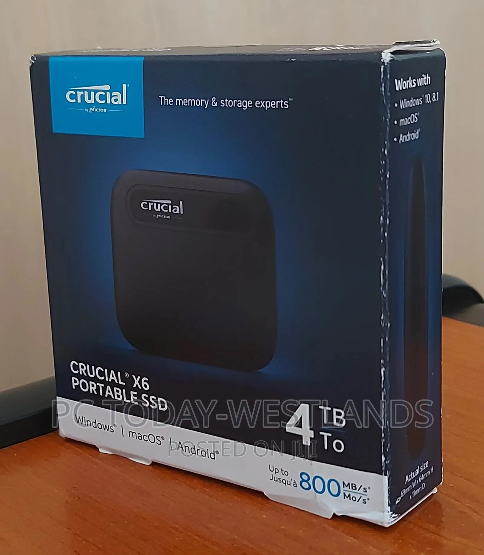 Crucial X6 4tb Portable Ssd Up To 800 Mb/S Usb 3.2 Pc/Mac