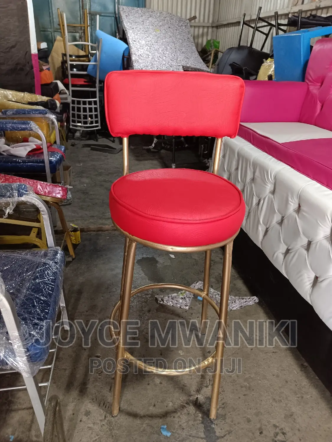 Counter Stool Red and Gold.