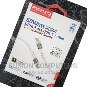 PROMATE 60W Power Delivery USB-C Cable Transparent Shells