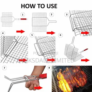 Large BBQ Grill Basket Stainless Steel Mesh Foldable Wire