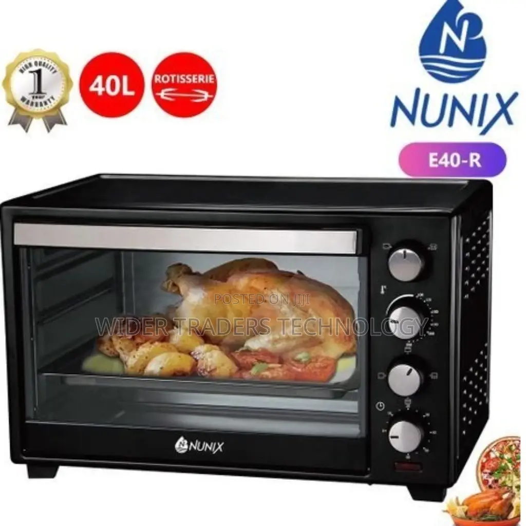 Nunix Electric Rotisserie Oven, 40L – Black