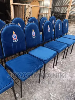 Church Chairs With Logo, Royal Blue.