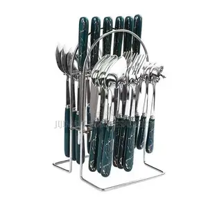 24PC Cutlery Set (SILVER COLOUR With Green Handle