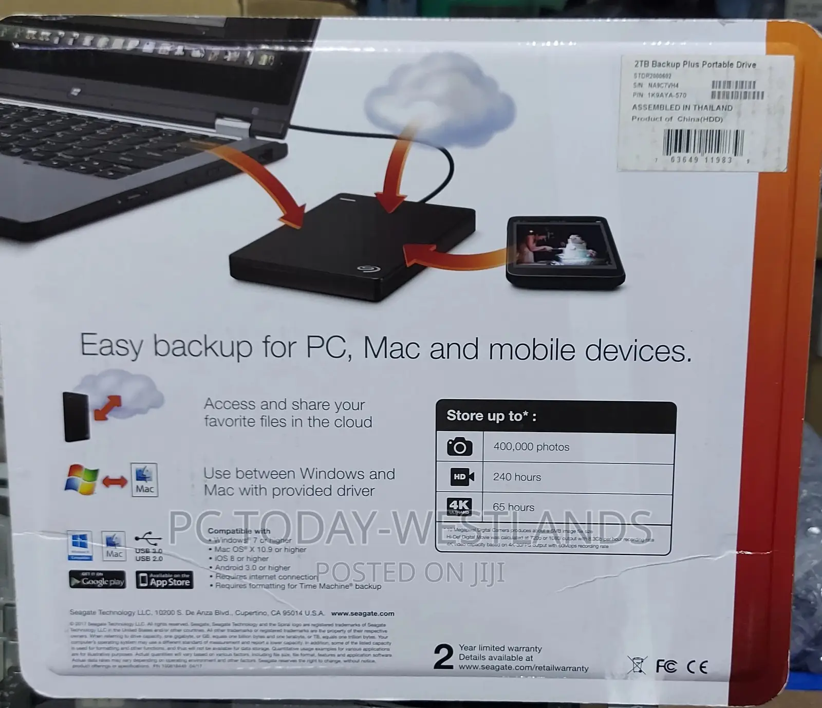 Seagate Backup Plus Slim 2TB External Hard Drive Portable HD