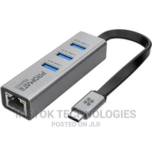 Promate Gigahub-C USB-C Hub With Ethernet 3 USB 3.0 Ports