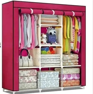 Mettalic Portable Cloth Wardrobe 3 Column