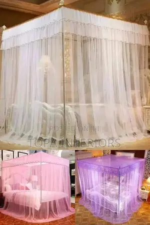 WHITE King Size Bed Square Mosquito Nets 4 STAND NETS