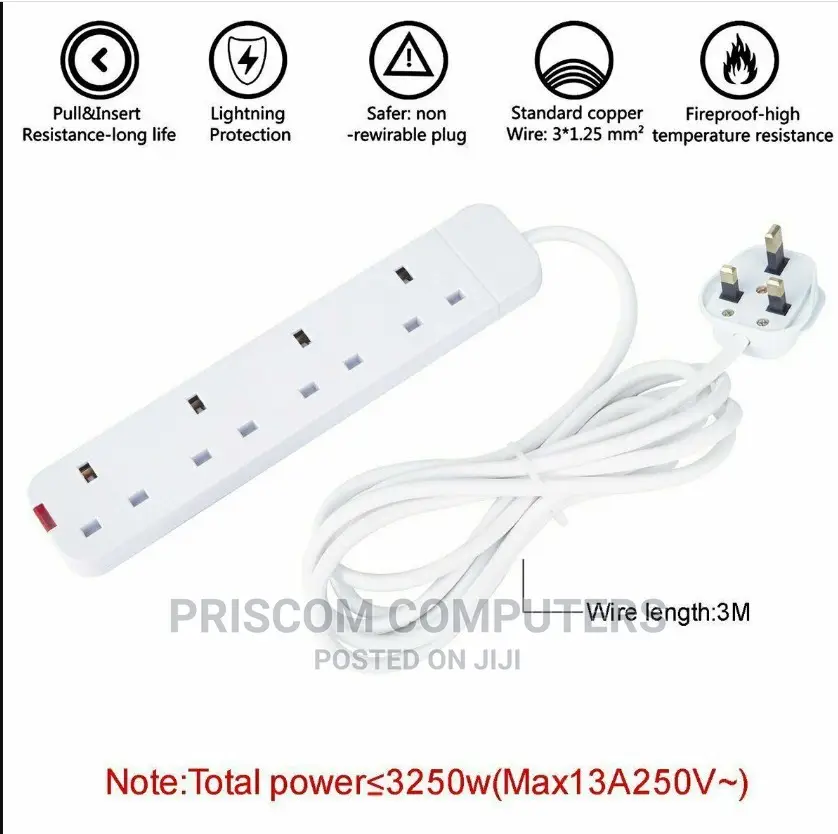 Power Extension 3M Cable, Electrical Socket Power Extension