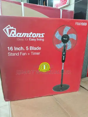 Stand Fan//Ramtons RM/669 5blade Standing Fan 16inch+Timer
