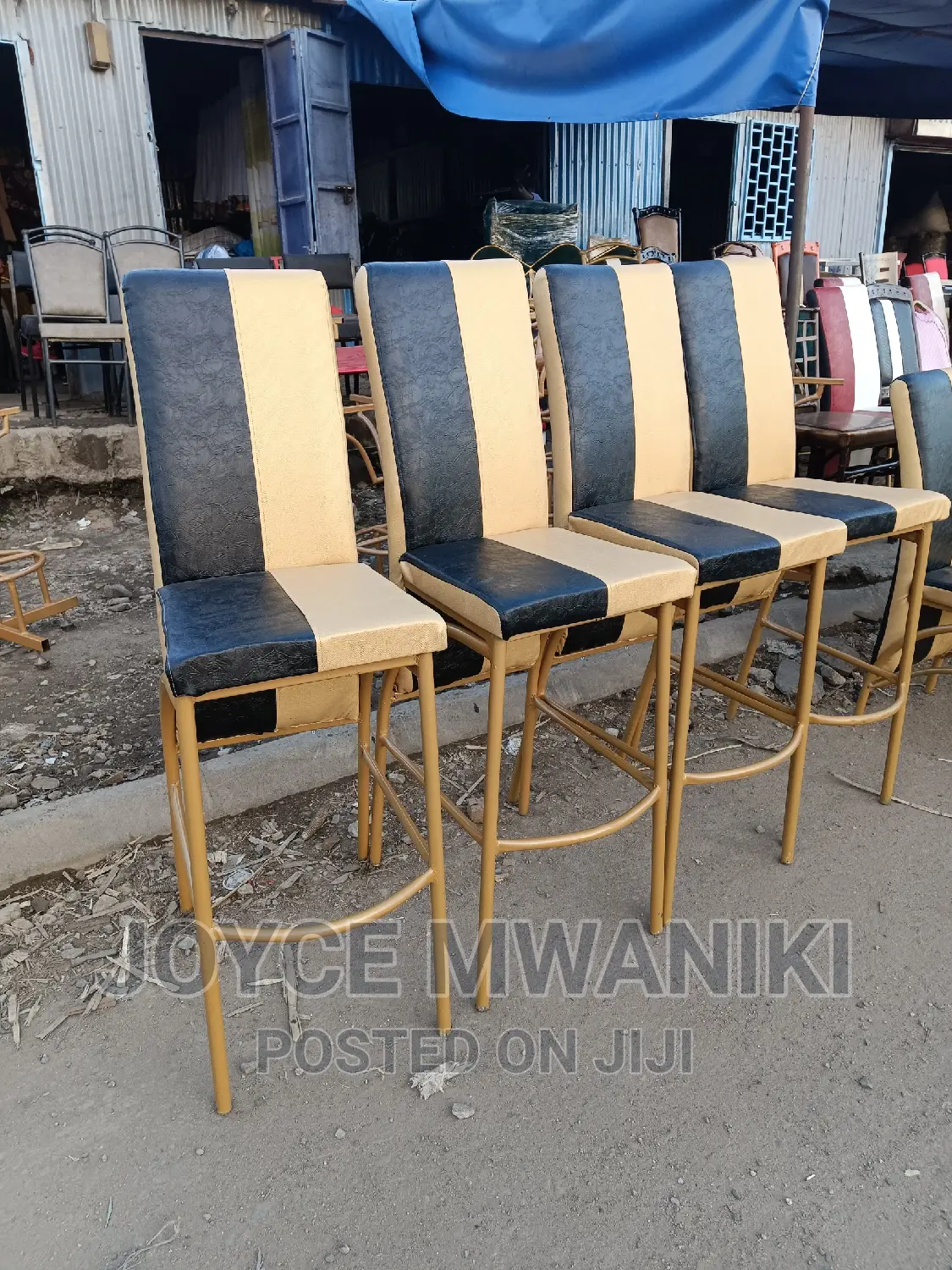 Executive Highstools Chairs, Gold and Black.