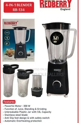 Redberry RB134 - 4 in 1 Blender - 300W - Black.