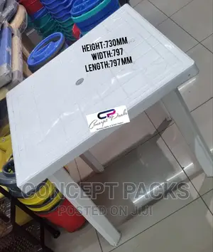 White Square Plastic Table. H730 X W797 X L797 Mm