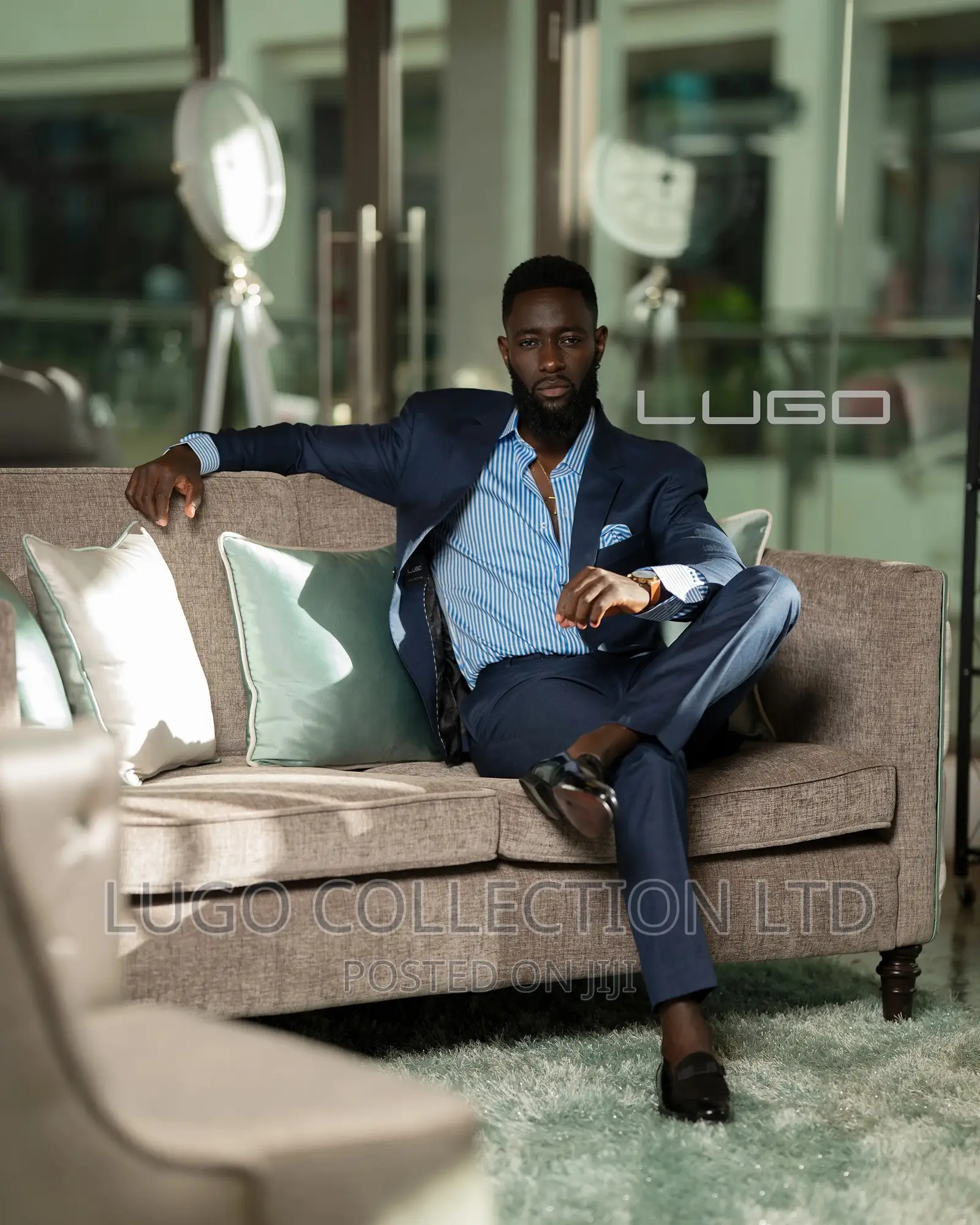 Custom Made Navy Blue Suit