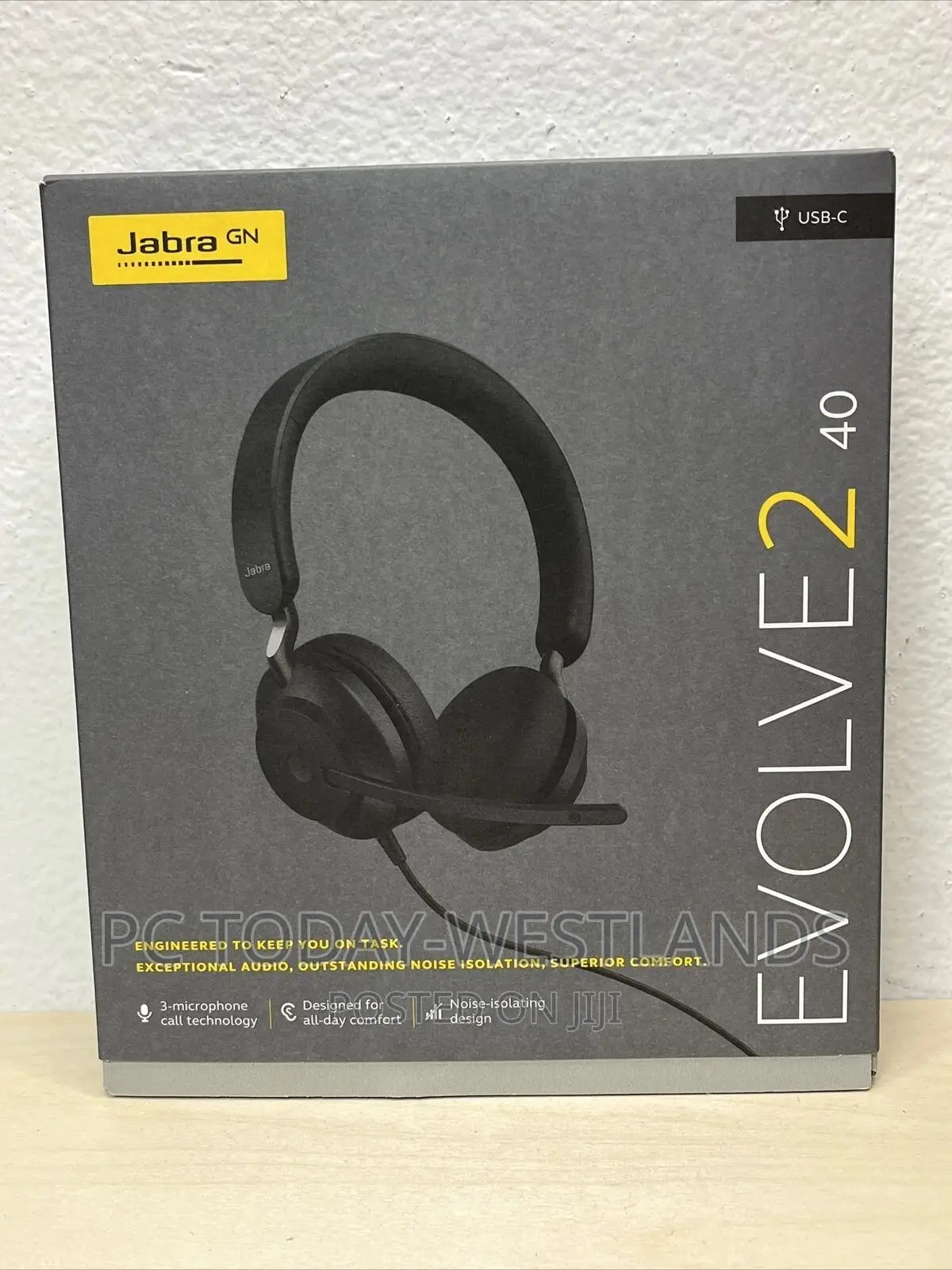Jabra Evolve2 40 Stereo Wired on-Ear Headset Black USB-C