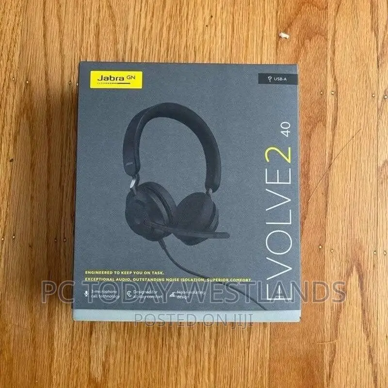 Jabra Evolve2 40 Stereo Wired on-Ear Headset Black USB-C
