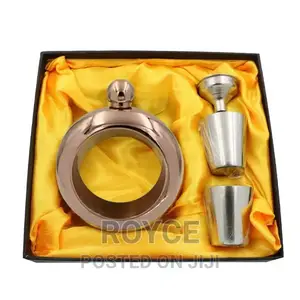 Round Flask (Bangle) Gift Set With 2 Shot Glasses Funnel