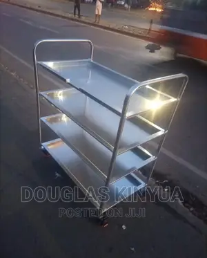 Stainless Steel Food Trolley. Four Shelves.