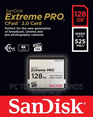 Sandisk 128GB Extreme PRO Cfast 2.0 Memory Card - SDCFSP-128