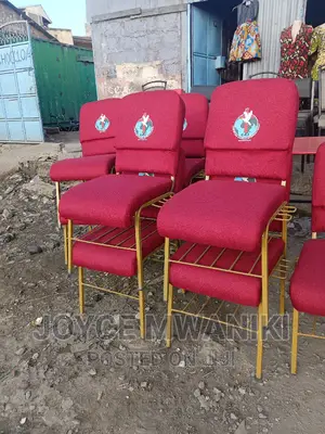 Church Chairs, Red With Logo.