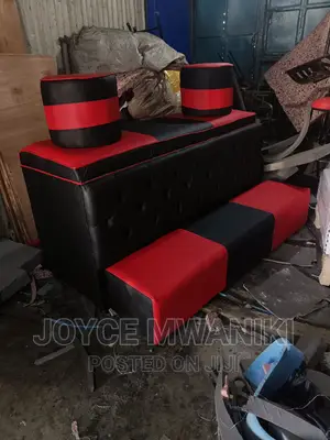 Pedicure Seat 3 Seater, Backless Red and Black.