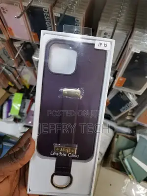 iPhone 12 /12 Pro Case Leather Hand Strap, Key Ring Purple