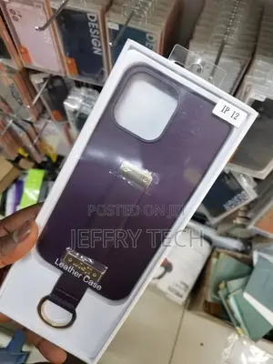 iPhone 12 /12 Pro Case Leather Hand Strap, Key Ring Purple