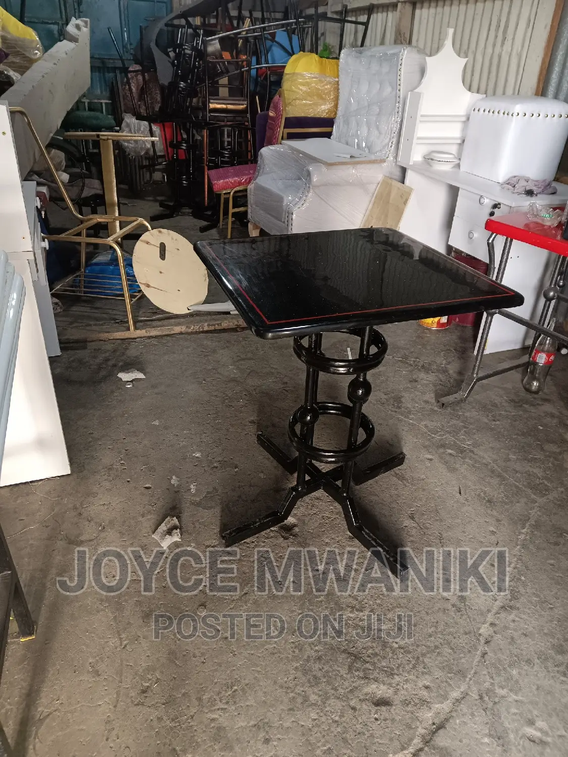 Restaurant Marble Table 2ft Square, Black