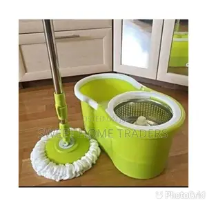 Metallic Spin Mop With Wheels Green 