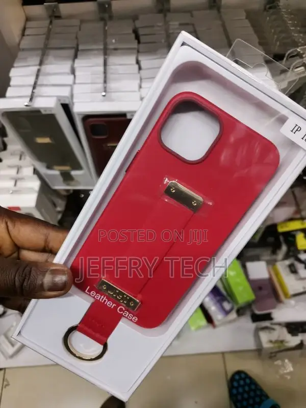 Wristband Strap Ring Leather Phone Case for iPhone 13 Red
