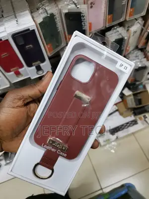 Wristband Strap Ring Brown Leather Phone Case for iPhone 13