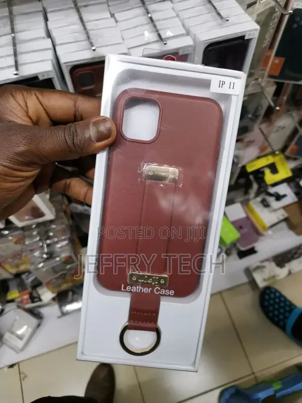Leather Brown Kickstand Strap Back Case for iPhone 11